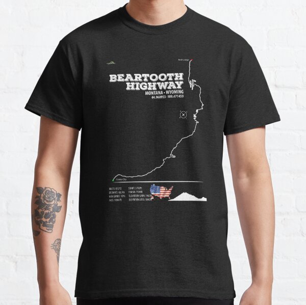 Beartooth Highway US 212 Cyclist Motorcycle RV Route Sticker & T-Shirt Classic T-Shirt RB0211 product Offical beartooth Merch